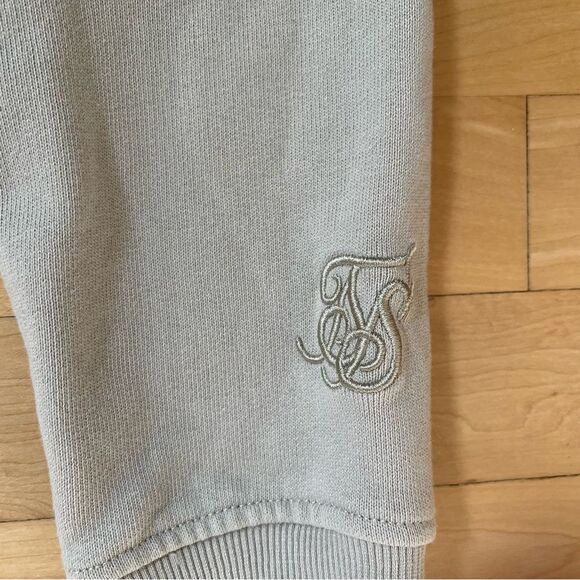 SilkSilk Cotton Blend Mixed Media Cropped Graphic Crewneck Sweatshirt in Tan 6 N - Picture 14 of 16